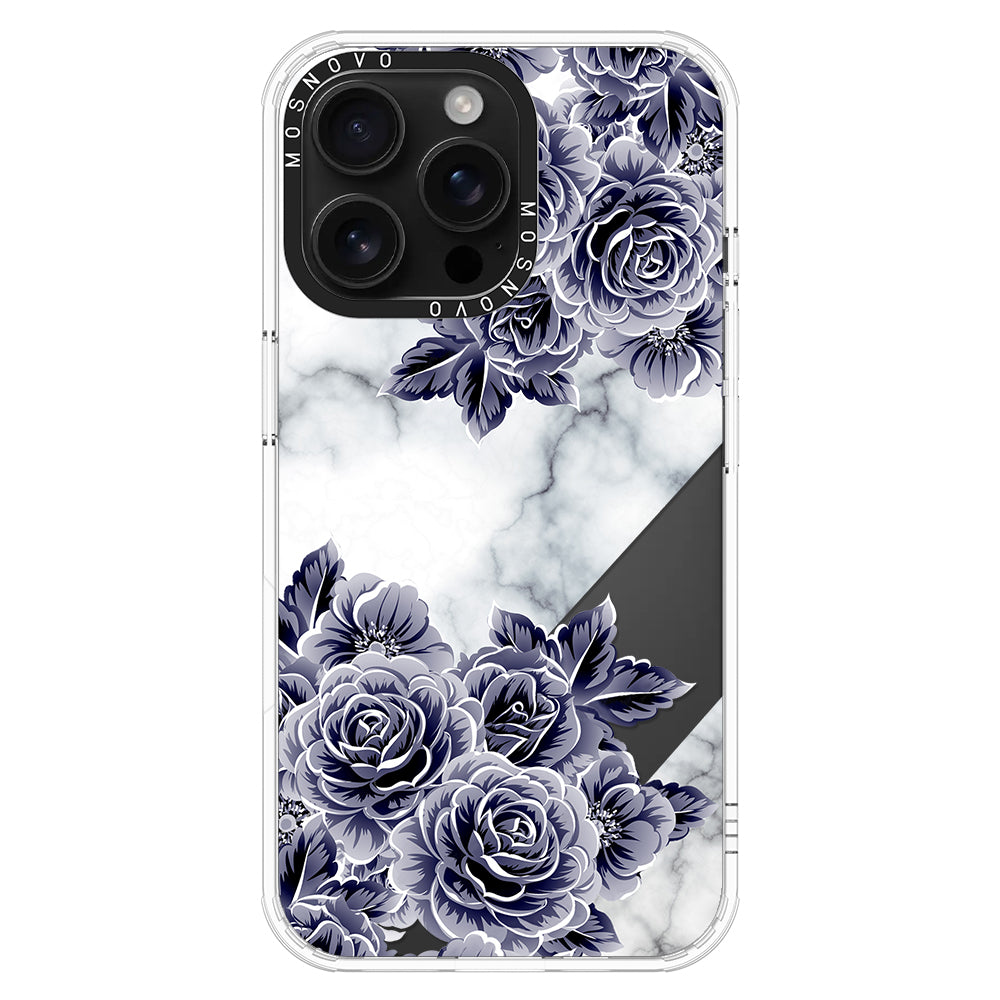 Marble with Purple Flowers Phone Case - iPhone 16 Pro Max Case - MOSNOVO