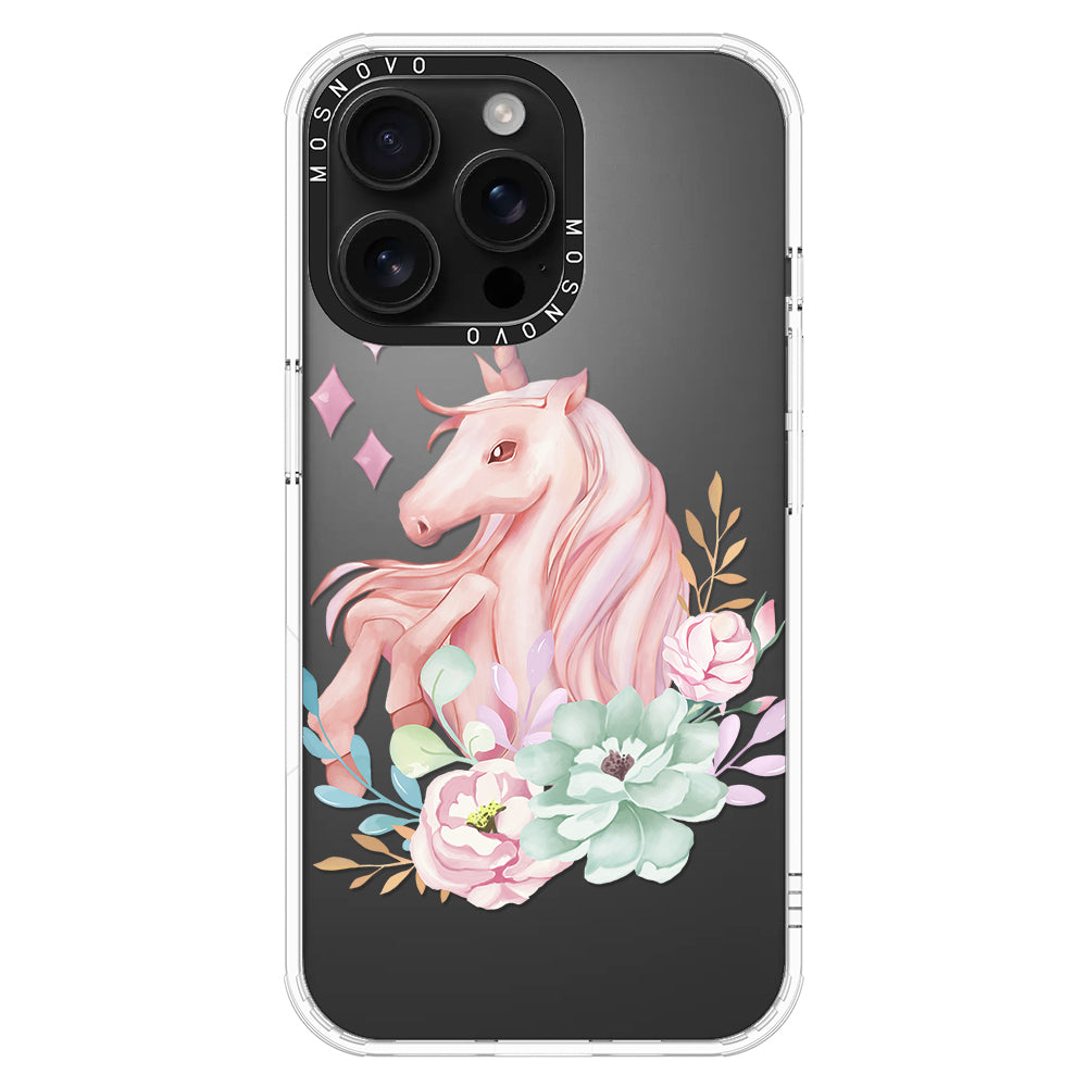 Elegant Flowers Unicorn Phone Case - iPhone 16 Pro Max Case - MOSNOVO