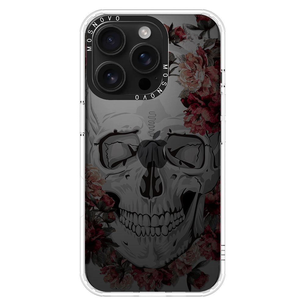 Red Flower Skull Phone Case - iPhone 16 Pro Case - MOSNOVO