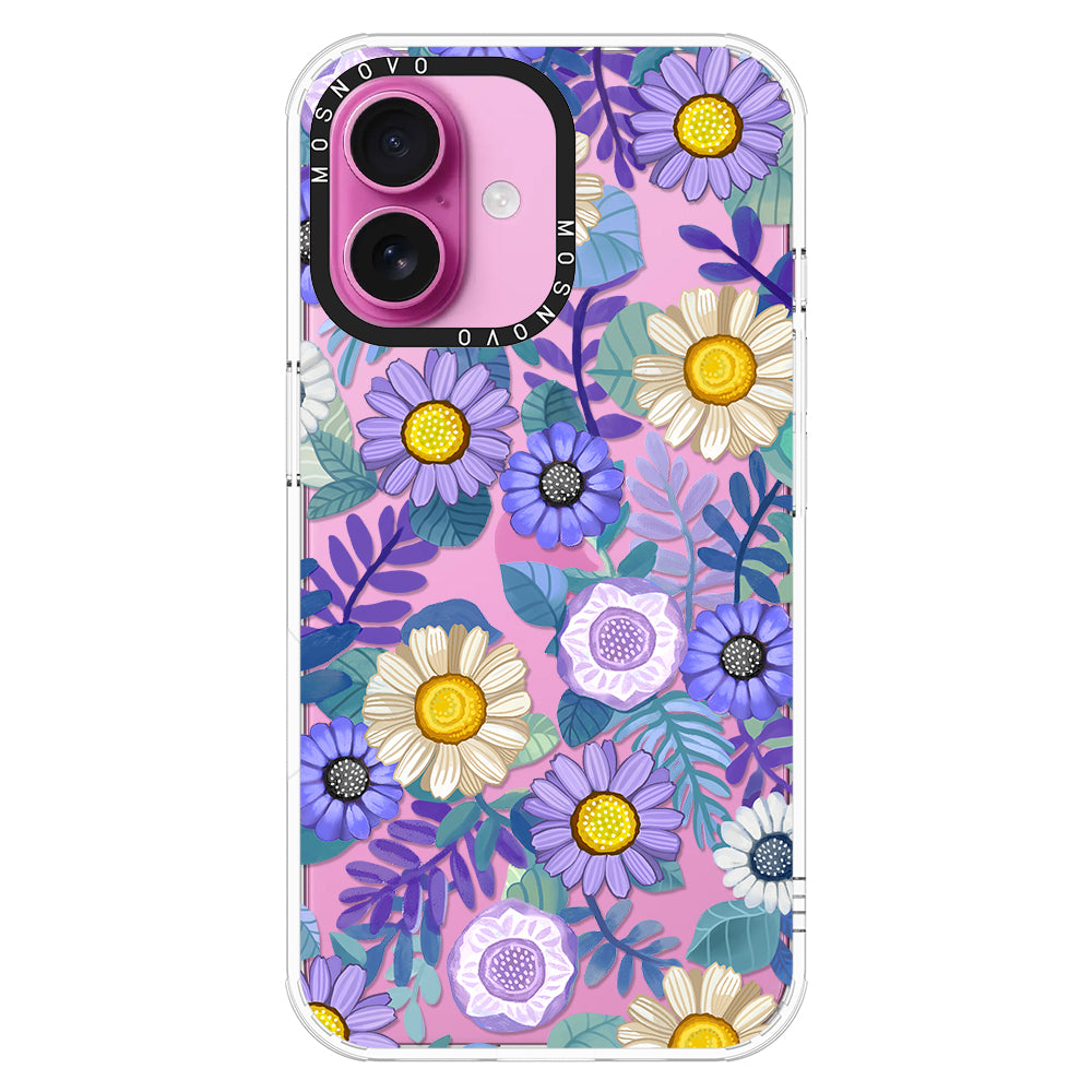 Purple Floral Phone Case - iPhone 16 Case - MOSNOVO