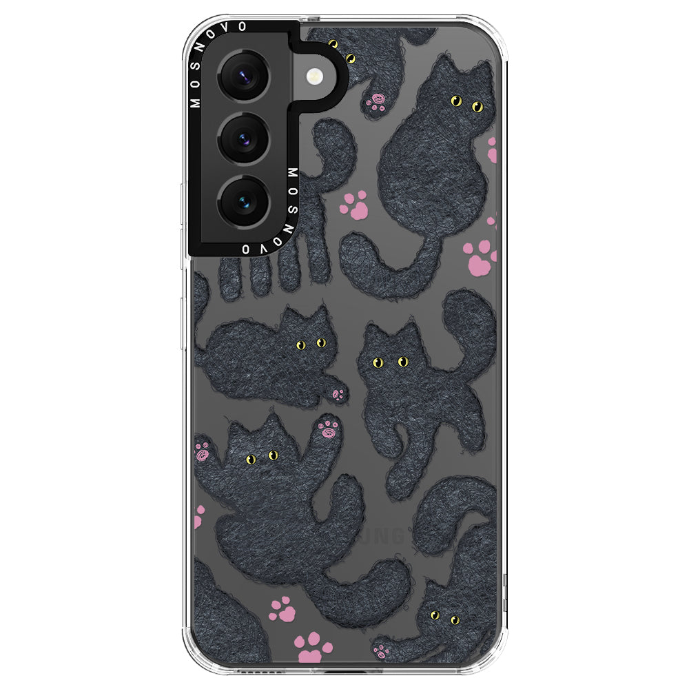 Black Furry Cat Phone Case - Samsung Galaxy S22 Plus Case