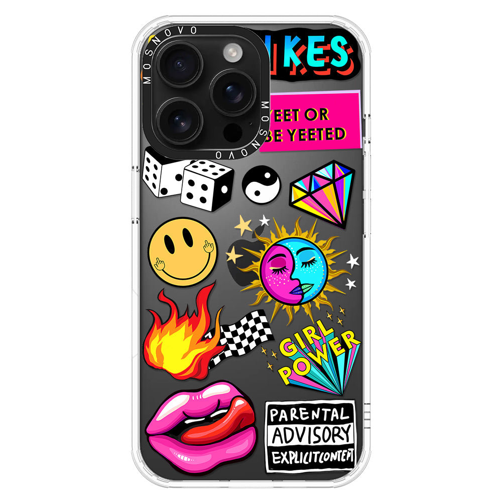 Funky Stickers Phone Case - iPhone 16 Pro Max Case - MOSNOVO