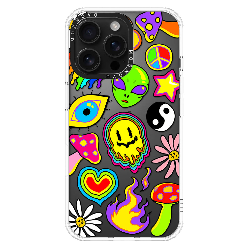 Hippie Rainbow Face Love Phone Case - iPhone 16 Pro Max Case - MOSNOVO