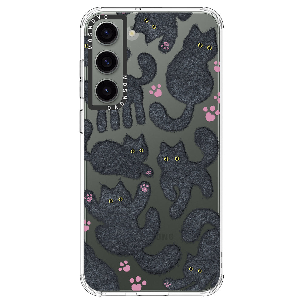 Black Furry Cat Phone Case - Samsung Galaxy S23 Case