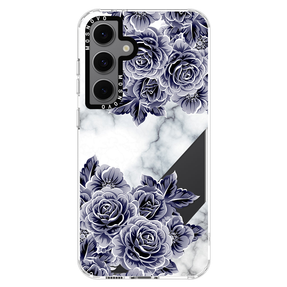 Marble with Purple Flowers Phone Case - Samsung Galaxy S24 FE Case - MOSNOVO