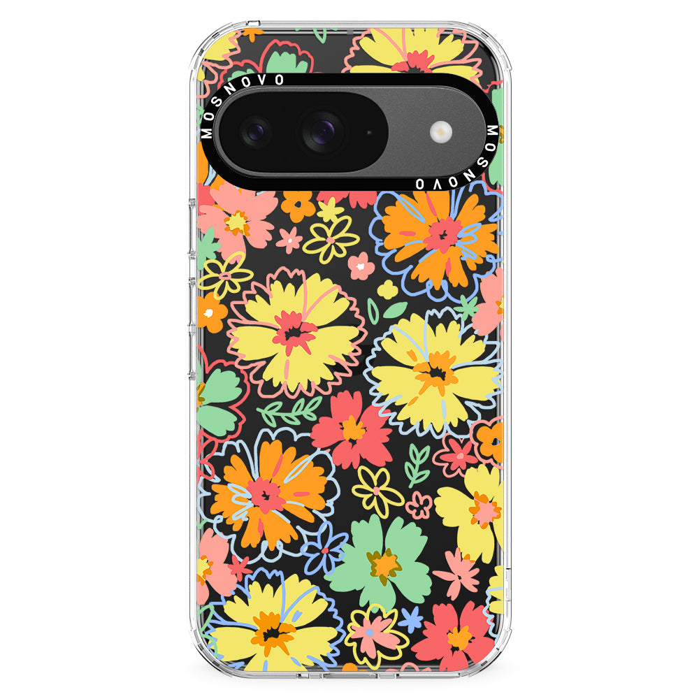 Retro Boho Hippie Flowers Phone Case - Google Pixel 9 Case