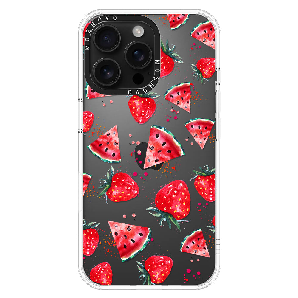 Watermelon and Strawberry Phone Case - iPhone 16 Pro Max Case - MOSNOVO