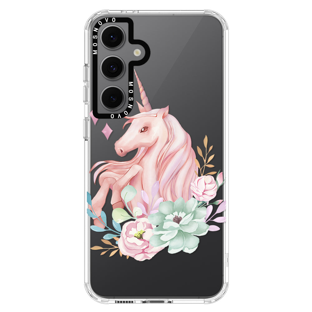 Elegant Flowers Unicorn Phone Case - Samsung Galaxy S24 FE Case - MOSNOVO