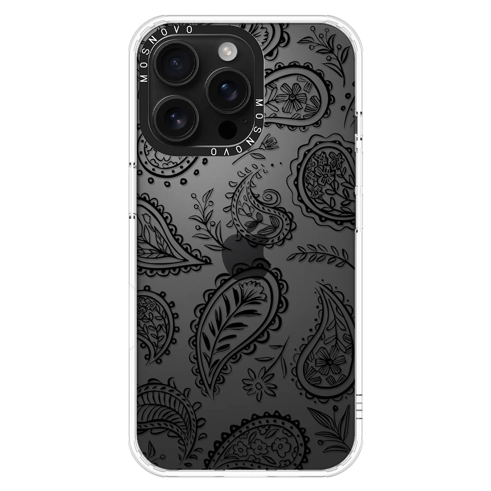 Black Paisley Phone Case - iPhone 16 Pro Max Case - MOSNOVO