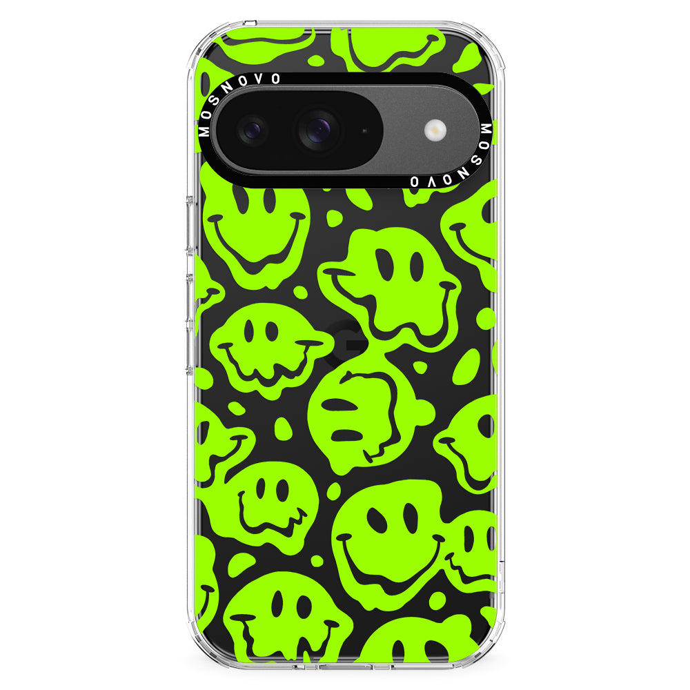 Distorted Green Smiles Face Phone Case - Google Pixel 9 Case