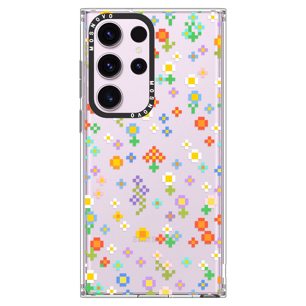 Pixel-Floral Phone Case - Samsung Galaxy S23 Ultra Case