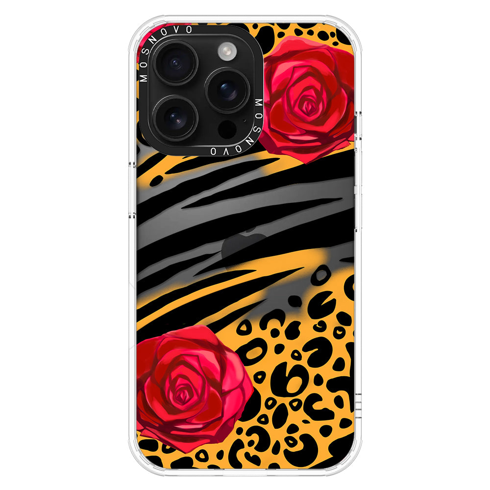 Wild Floral Leopard Phone Case - iPhone 16 Pro Max Case - MOSNOVO