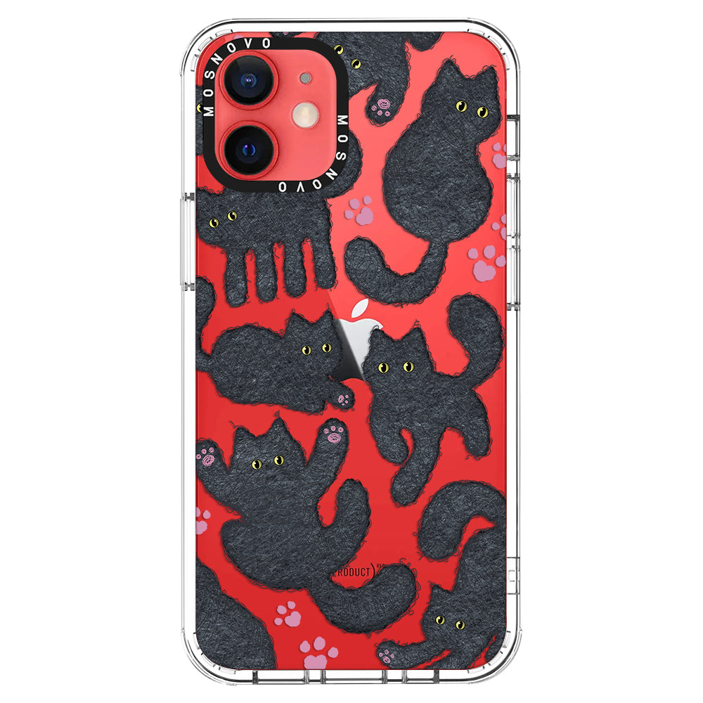 Black Furry Cat Phone Case - iPhone 12 Pro Case