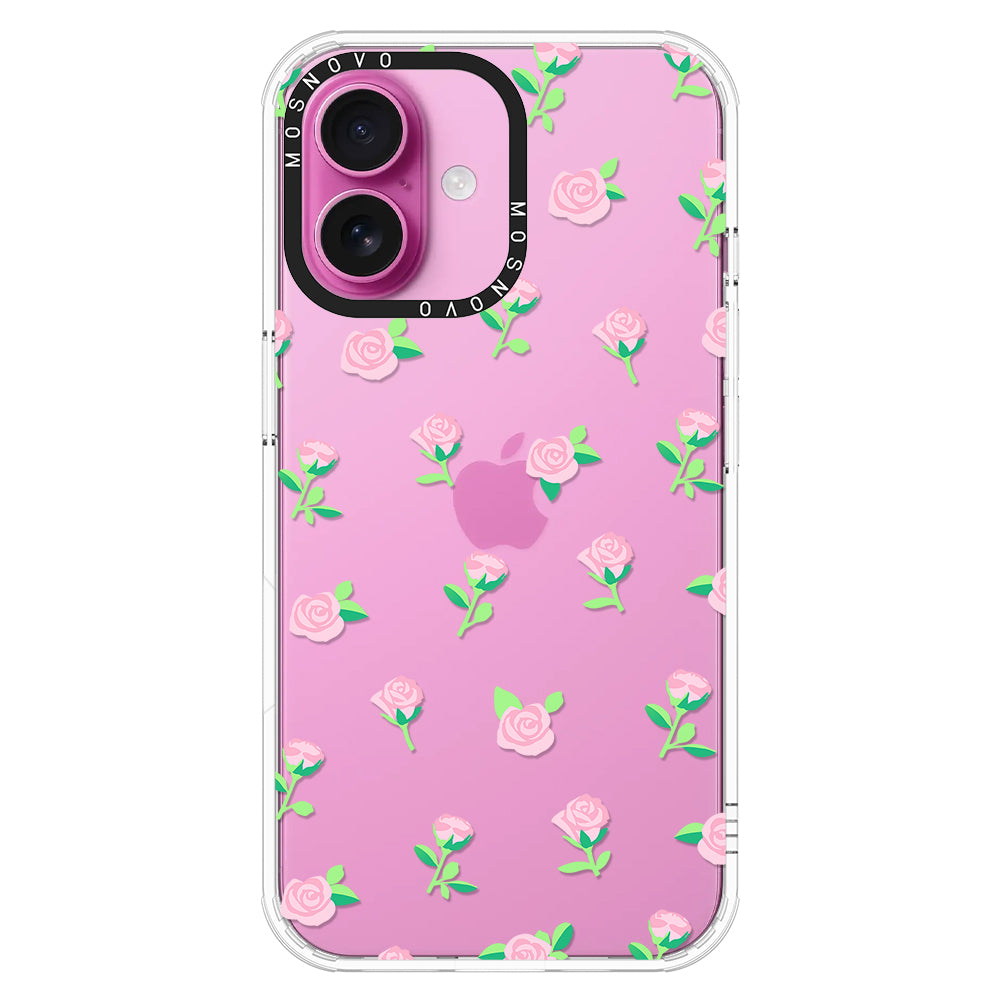 Pink Rose Floral Phone Case - iPhone 16 Plus Case - MOSNOVO