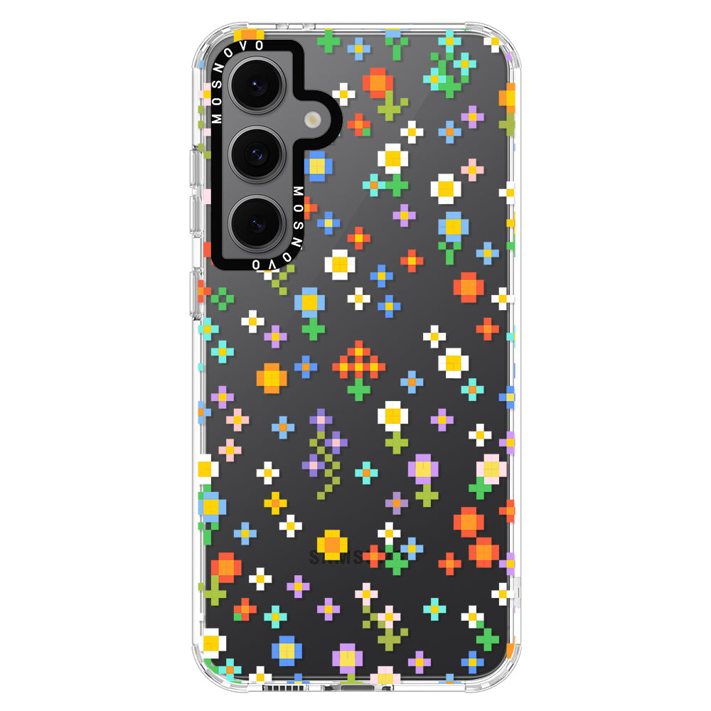 Pixel-Floral Phone Case - Samsung Galaxy S24 FE Case