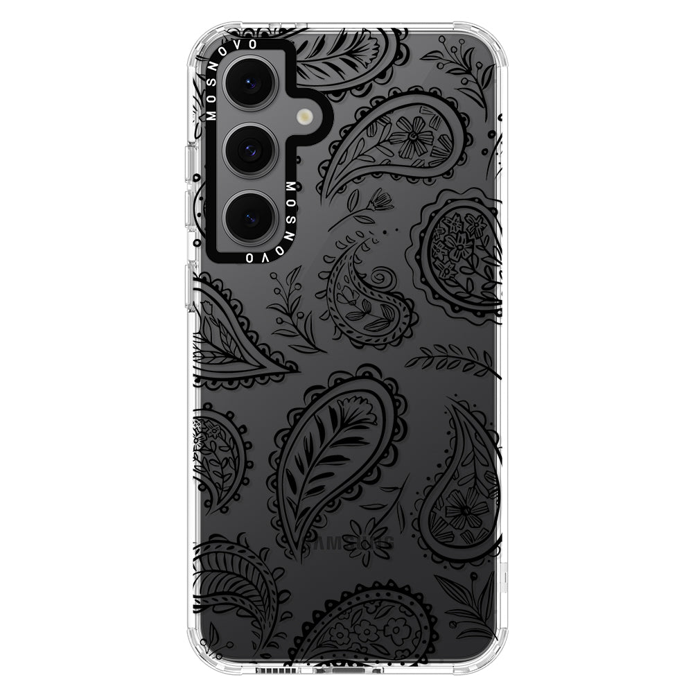 Black Paisley Phone Case - Samsung Galaxy S24 FE Case - MOSNOVO