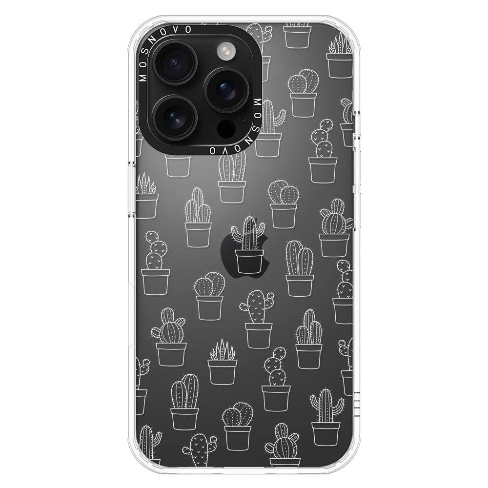 White Potted Cactus Phone Case - iPhone 16 Pro Max Case - MOSNOVO