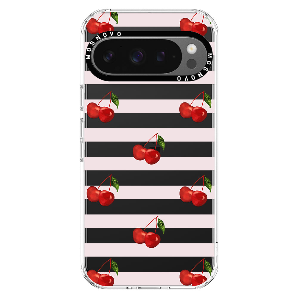 Pink Stripes Cherry Phone Case - Google Pixel 9 Pro XL Case