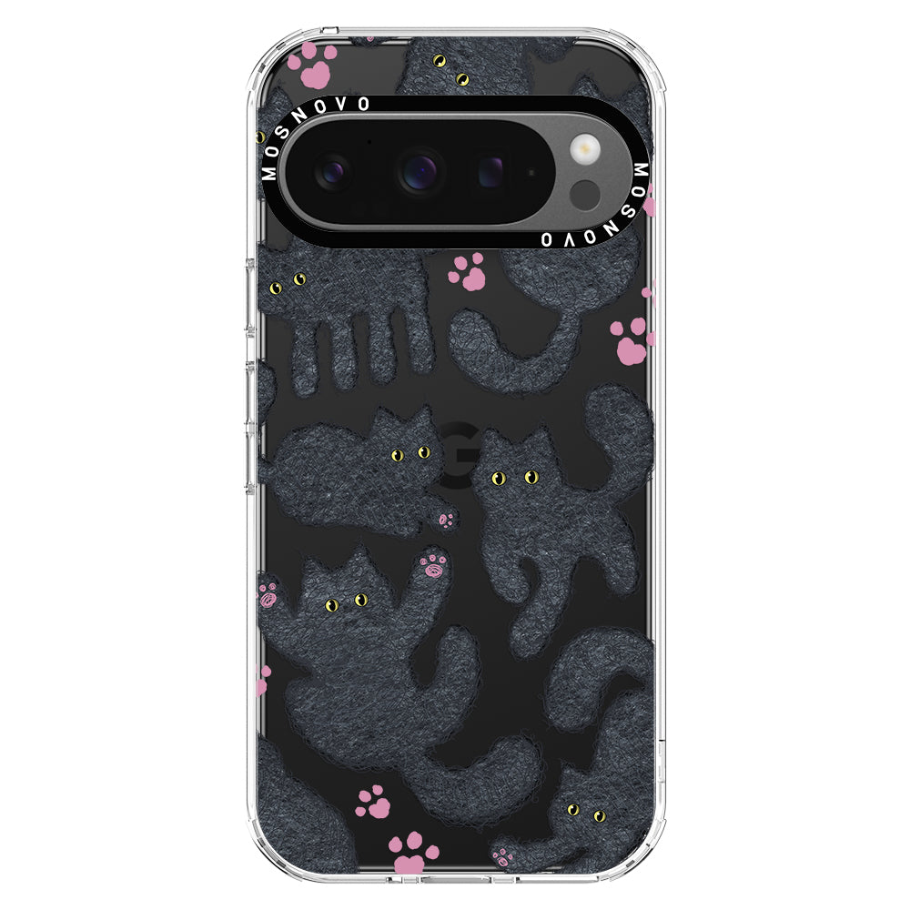 Black Furry Cat Phone Case - Google Pixel 9 Pro Case