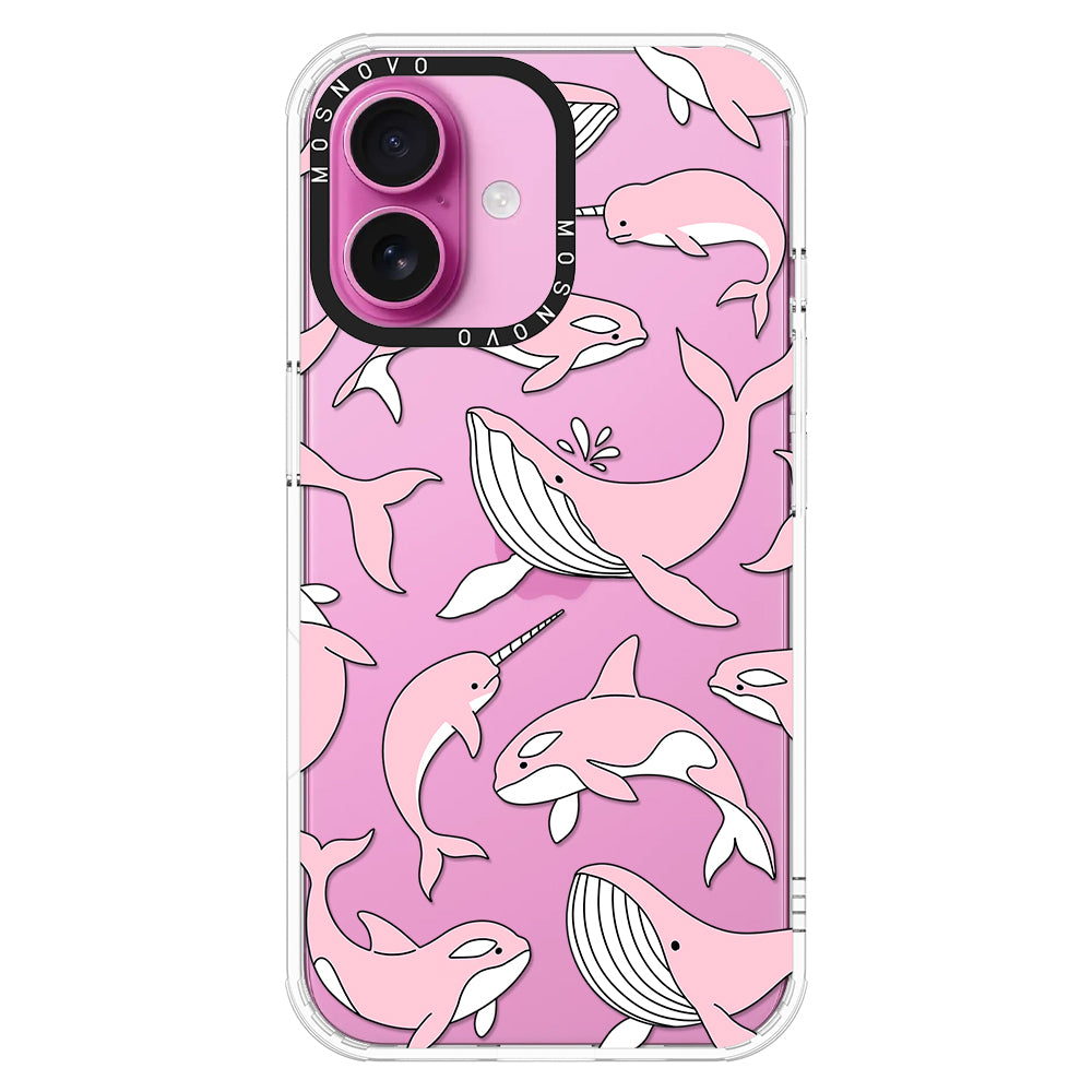 Pink Whales Phone Case - iPhone 16 Case - MOSNOVO