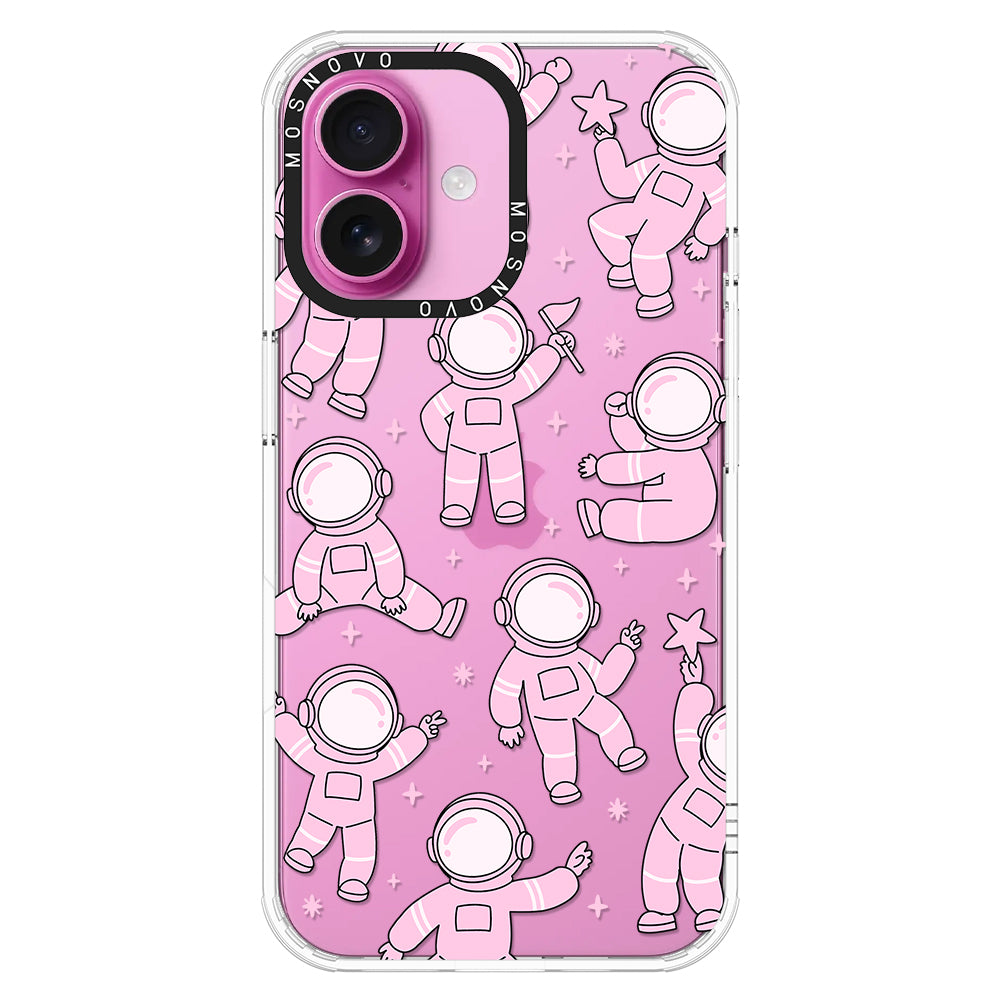 Pink Astronaut Phone Case - iPhone 16 Plus Case - MOSNOVO