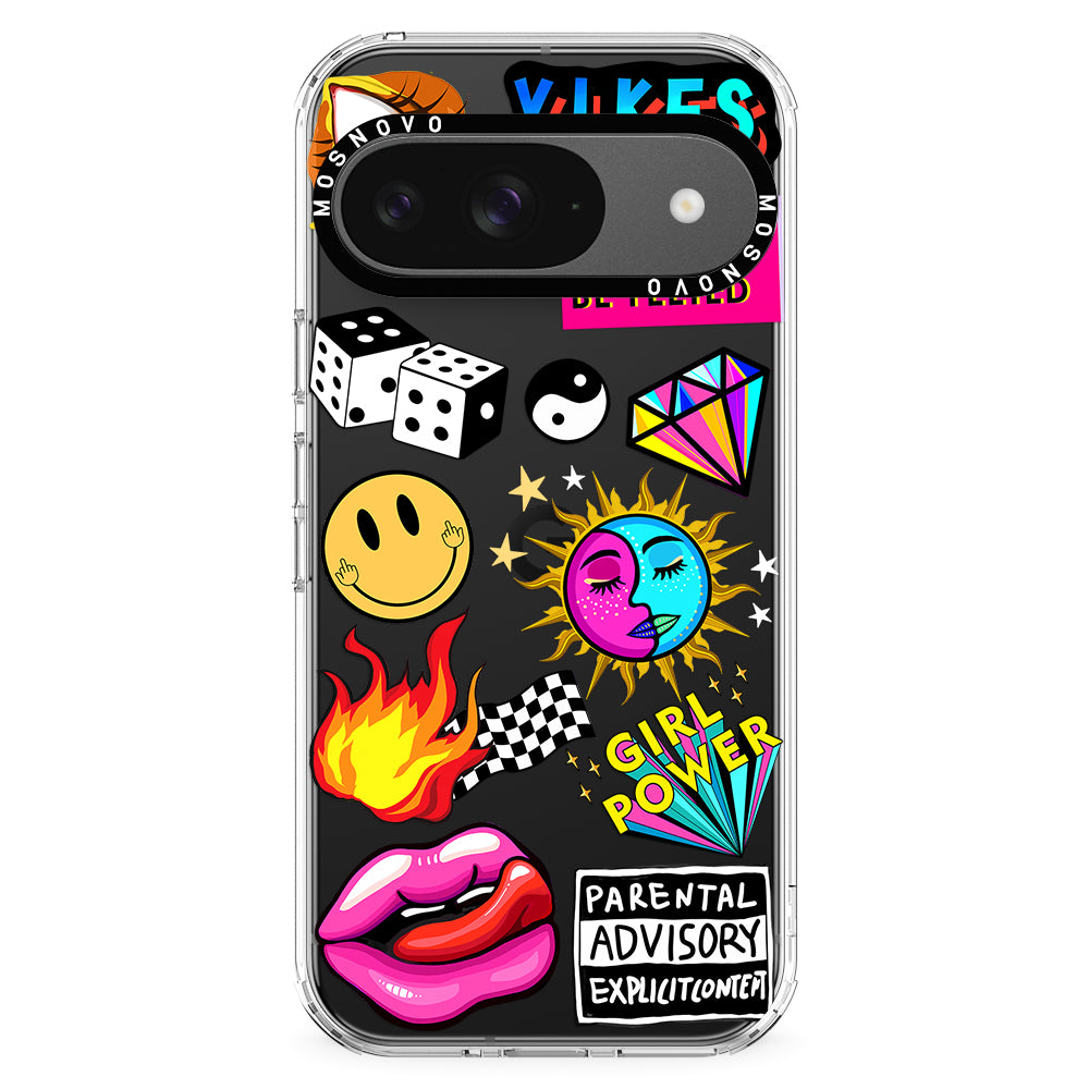 Funky Stickers Phone Case - Google Pixel 9 Case