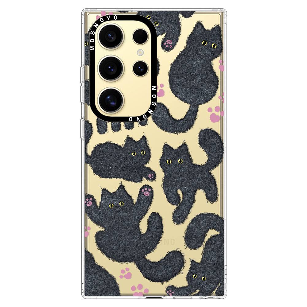 Black Furry Cat Phone Case - Samsung Galaxy S24 Ultra Case