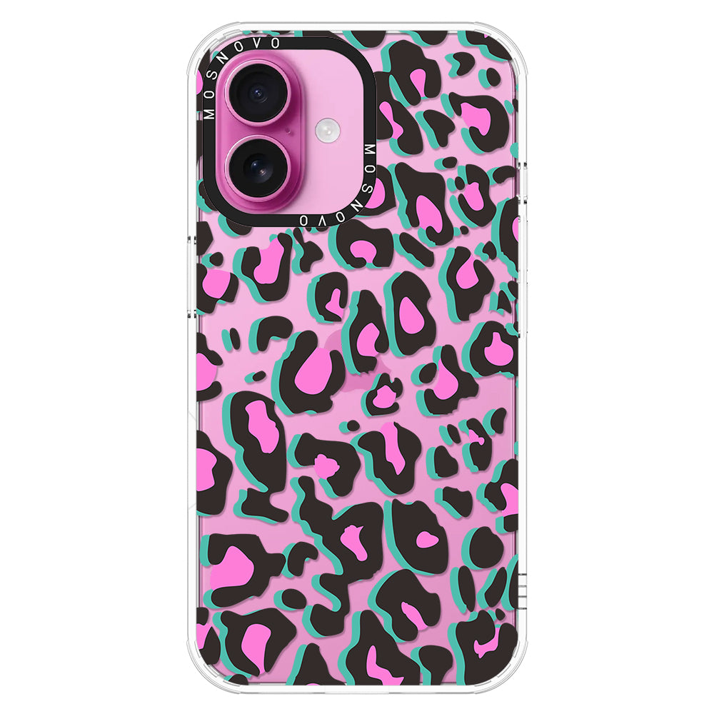 Hot Pink Leopard Print Phone Case - iPhone 16 Plus Case - MOSNOVO