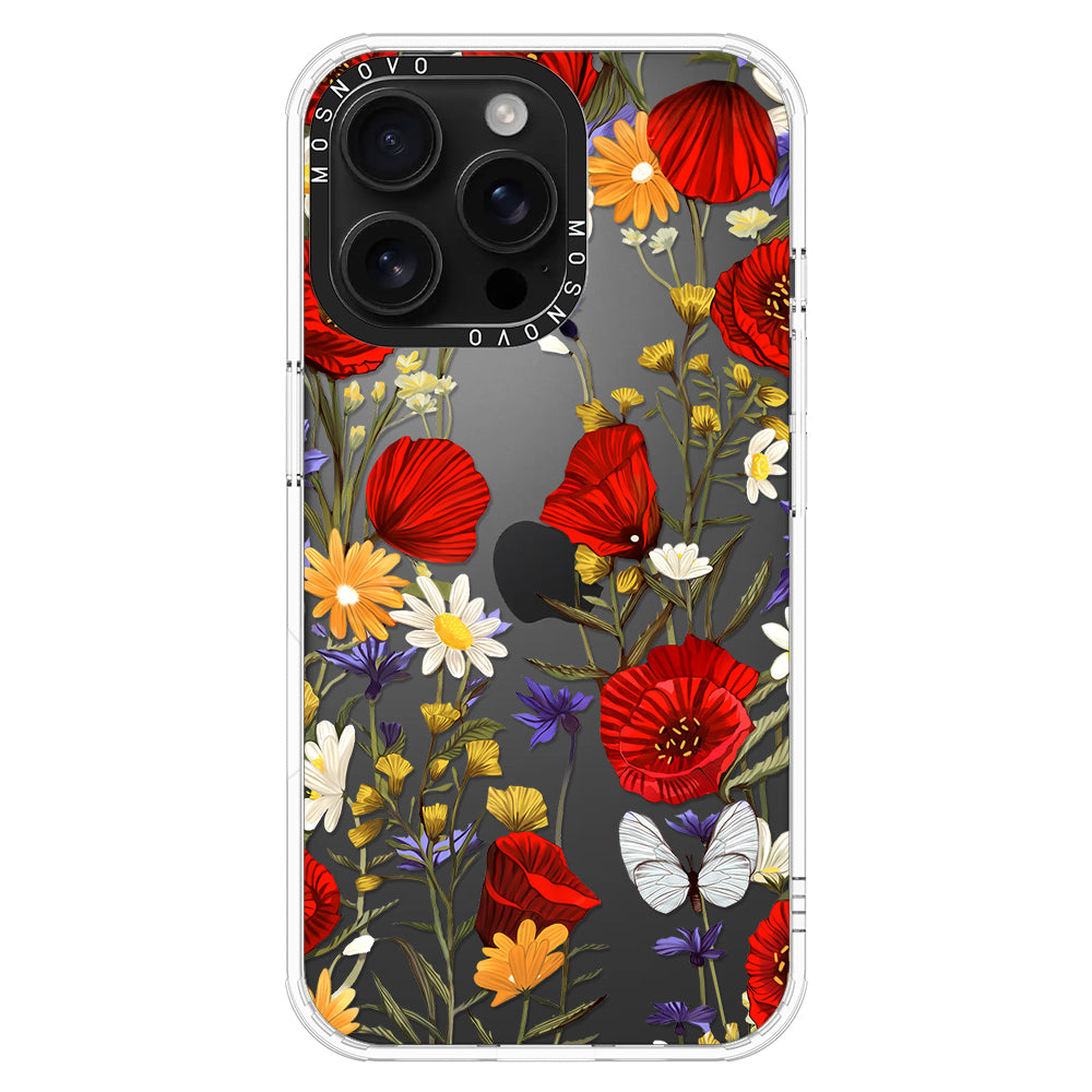 Poppy Floral Phone Case - iPhone 16 Pro Max Case - MOSNOVO