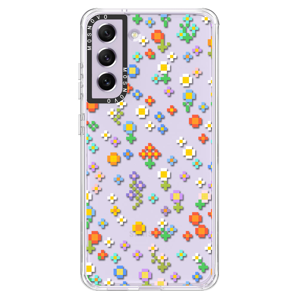 Pixel-Floral Phone Case - Samsung Galaxy S21 FE Case