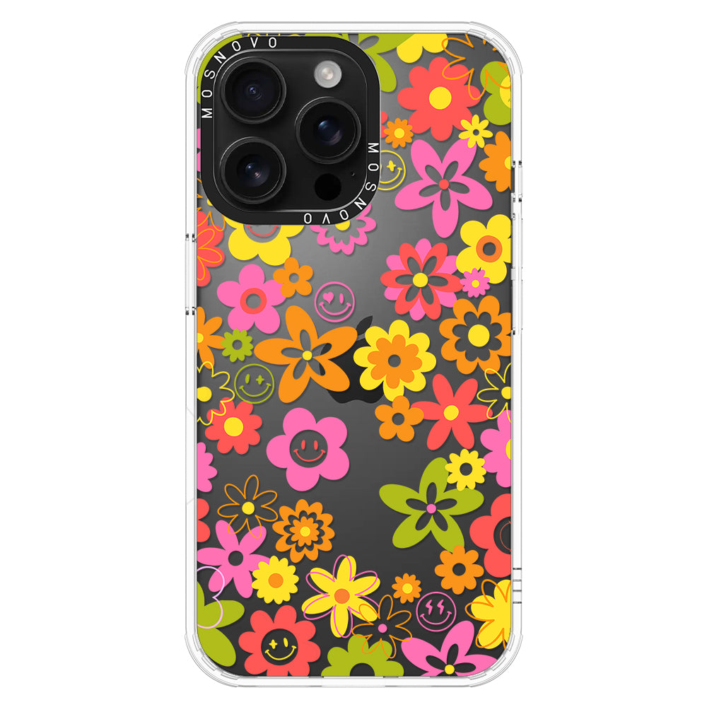 70's Groovy Floral Phone Case - iPhone 16 Pro Max Case - MOSNOVO