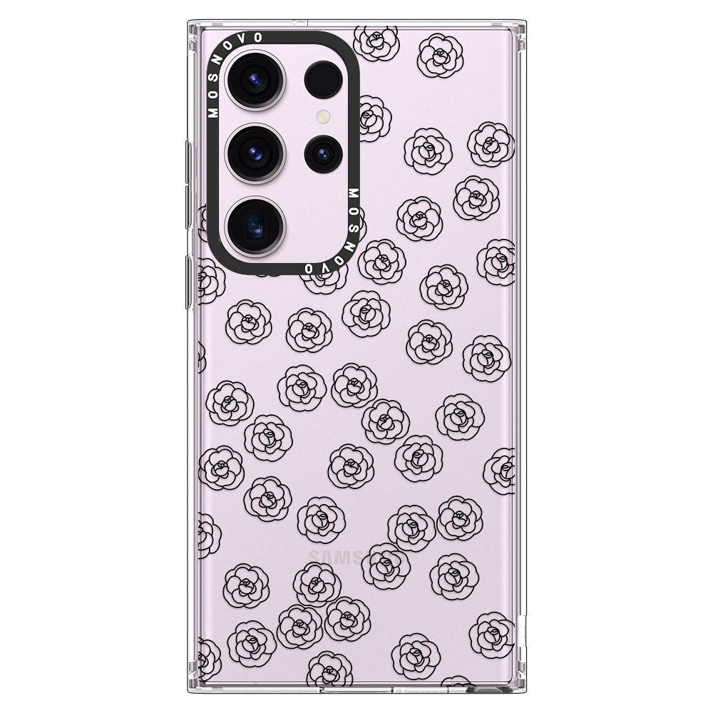 Linear Camelia Flower Phone Case - Samsung Galaxy S23 Ultra Case