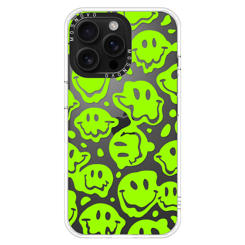 Distorted Green Smiles Face Phone Case - iPhone 16 Pro Max Case - MOSNOVO