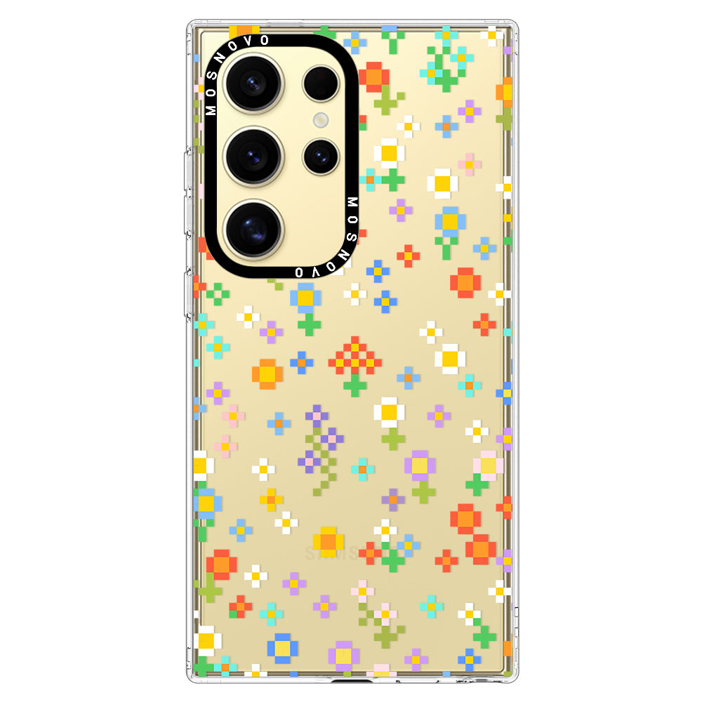 Pixel-Floral Phone Case - Samsung Galaxy S24 Ultra Case