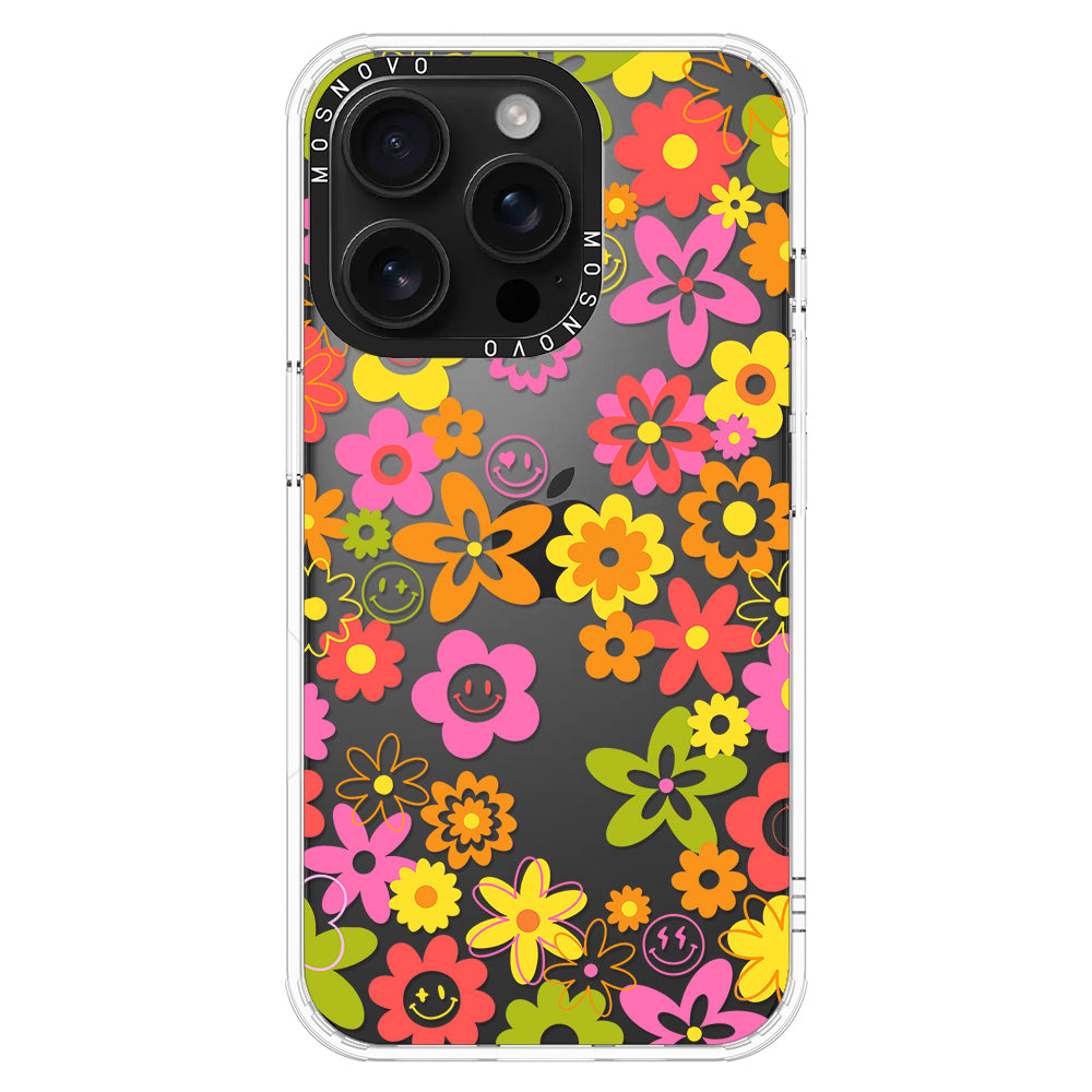 70's Groovy Floral Phone Case - iPhone 16 Pro Case - MOSNOVO