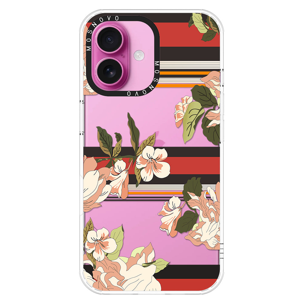 Classic Stripe Floral Phone Case - iPhone 16 Case - MOSNOVO