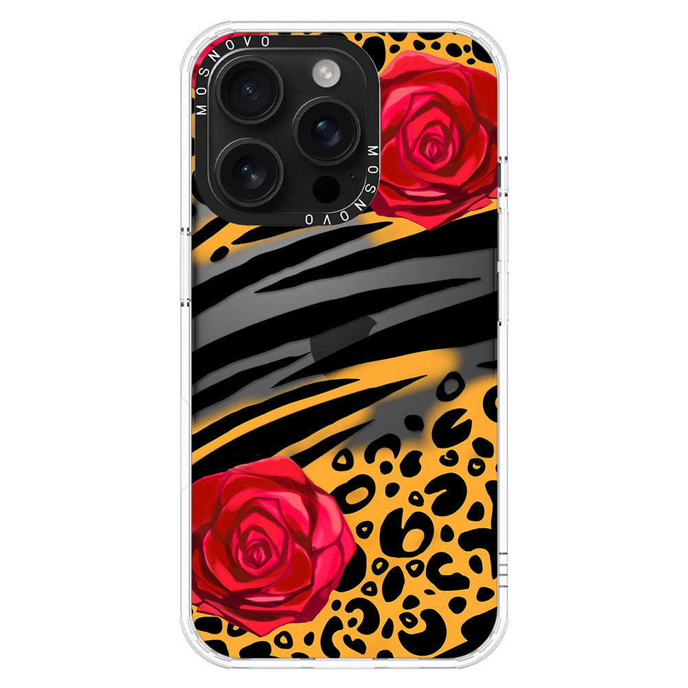 Wild Floral Leopard Phone Case - iPhone 16 Pro Case - MOSNOVO