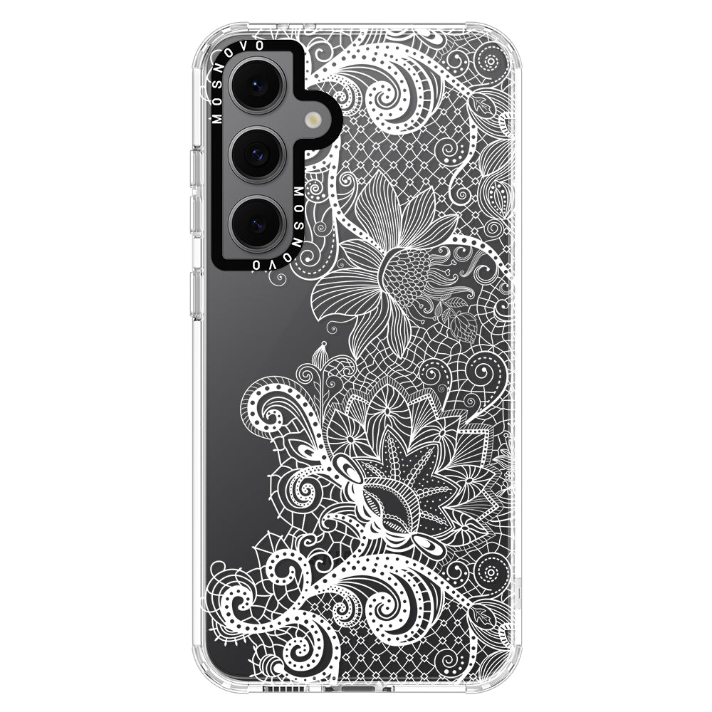 Lacy White Flower Phone Case - Samsung Galaxy S24 FE Case - MOSNOVO