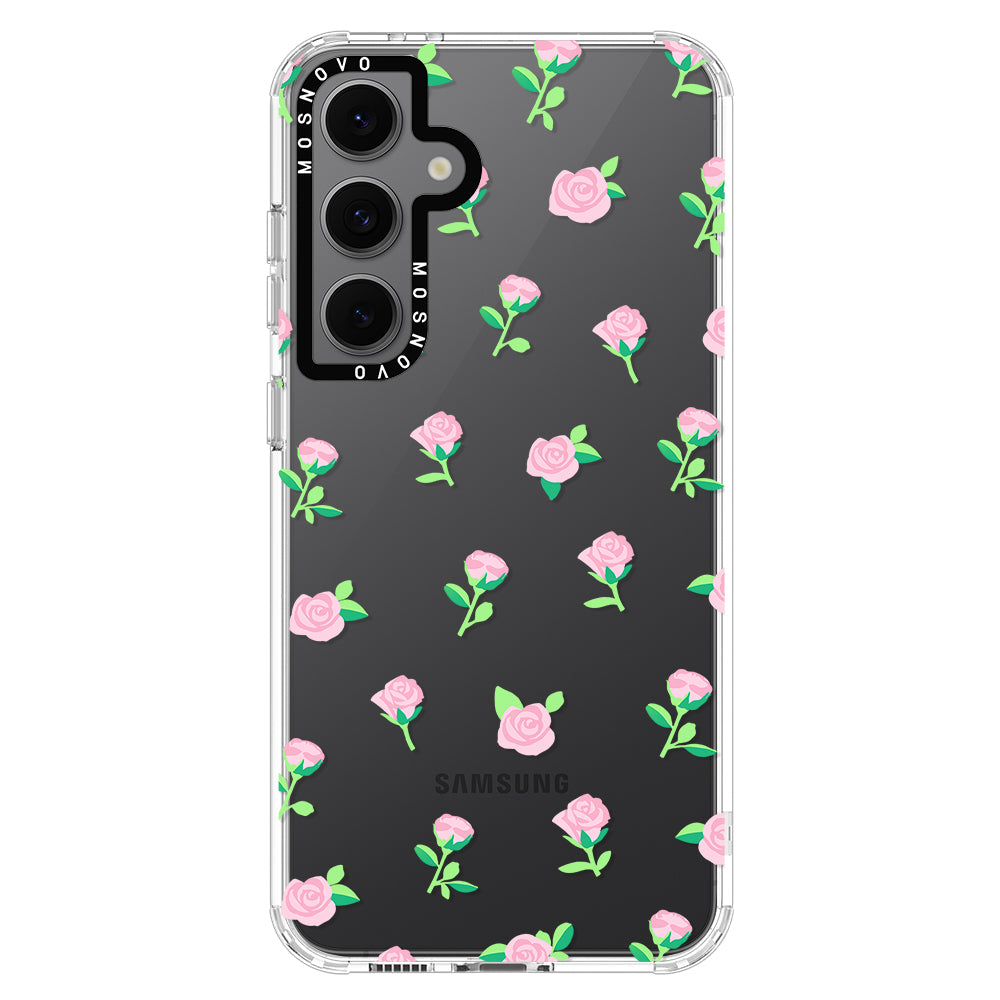 Pink Rose Floral Phone Case - Samsung Galaxy S24 FE Case - MOSNOVO