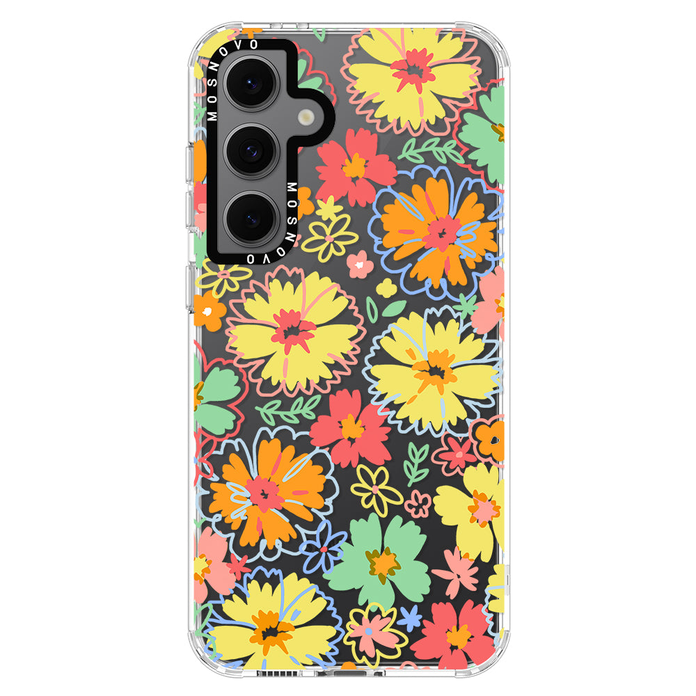 Retro Boho Hippie Flowers Phone Case - Samsung Galaxy S24 FE Case - MOSNOVO