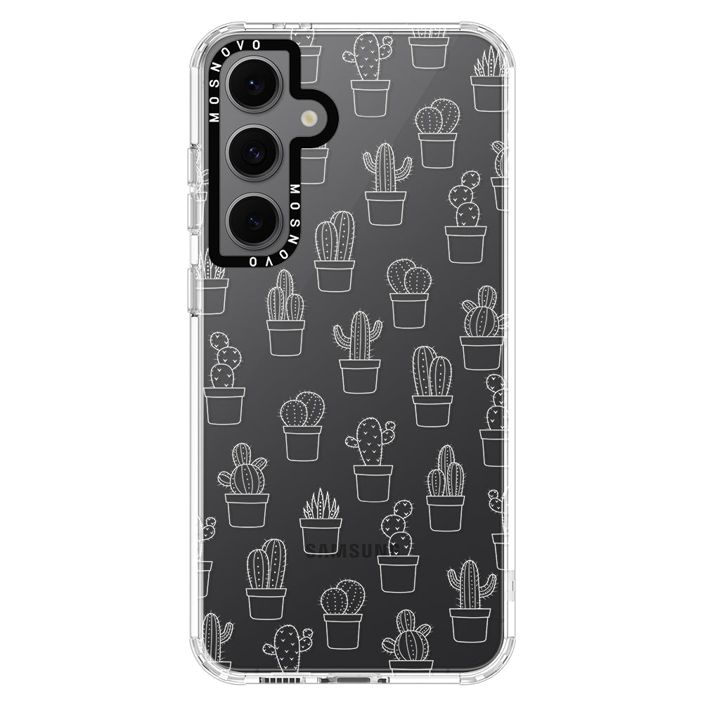 White Potted Cactus Phone Case - Samsung Galaxy S24 FE Case - MOSNOVO