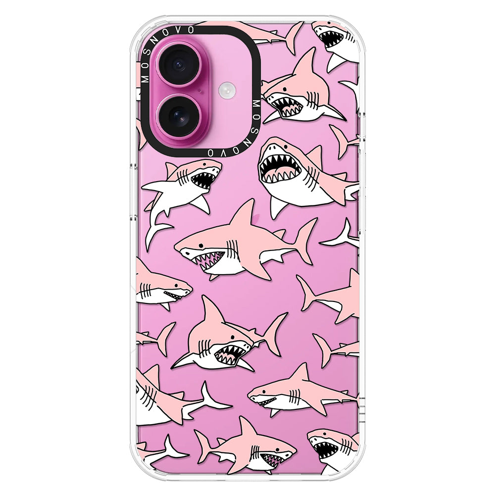 Pink Shark Phone Case - iPhone 16 Plus Case - MOSNOVO