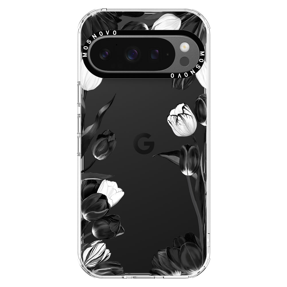 Black White Tulips Phone Case - Google Pixel 9 Pro Case