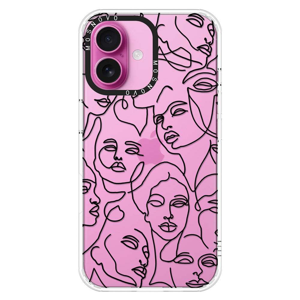 Abstract Face Line Art Phone Case - iPhone 16 Plus Case - MOSNOVO