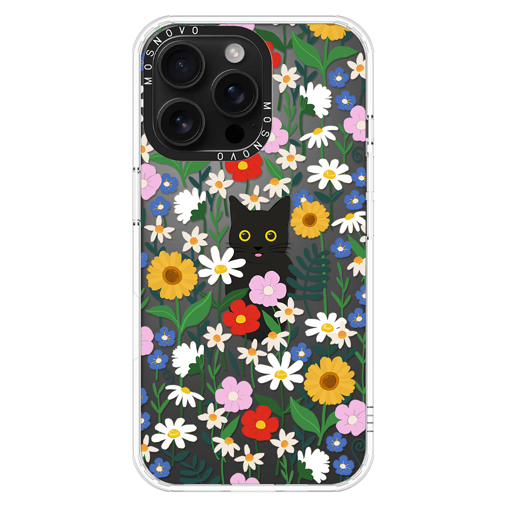 Black Cat in Garden Phone Case - iPhone 16 Pro Max Case - MOSNOVO