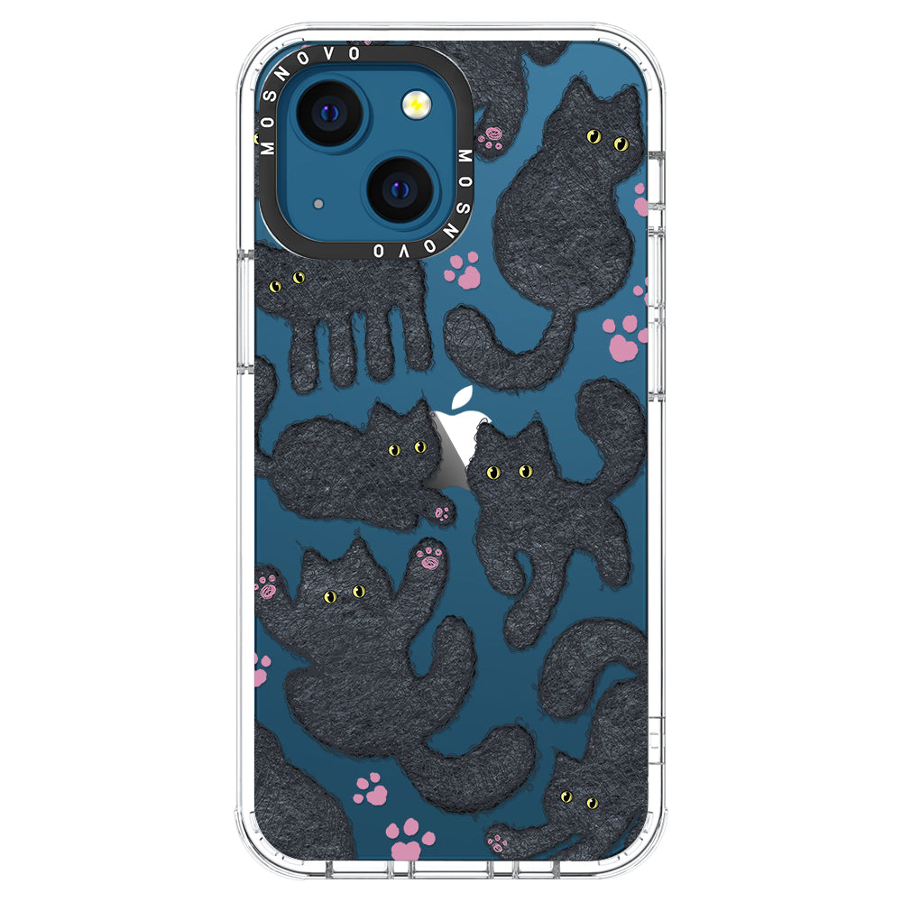 Black Furry Cat Phone Case - iPhone 13 Mini Case