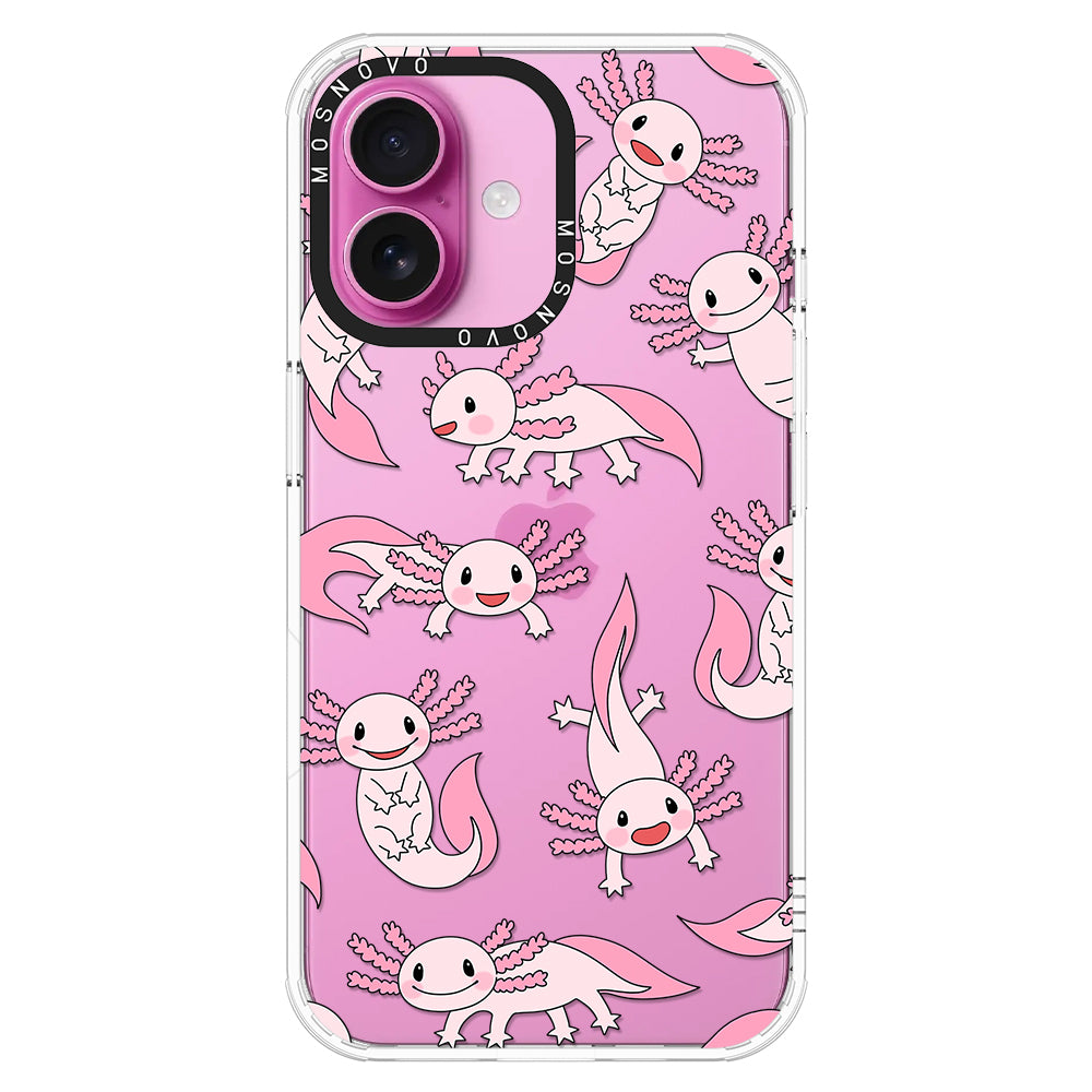 Pink Axolotl Phone Case - iPhone 16 Plus Case - MOSNOVO