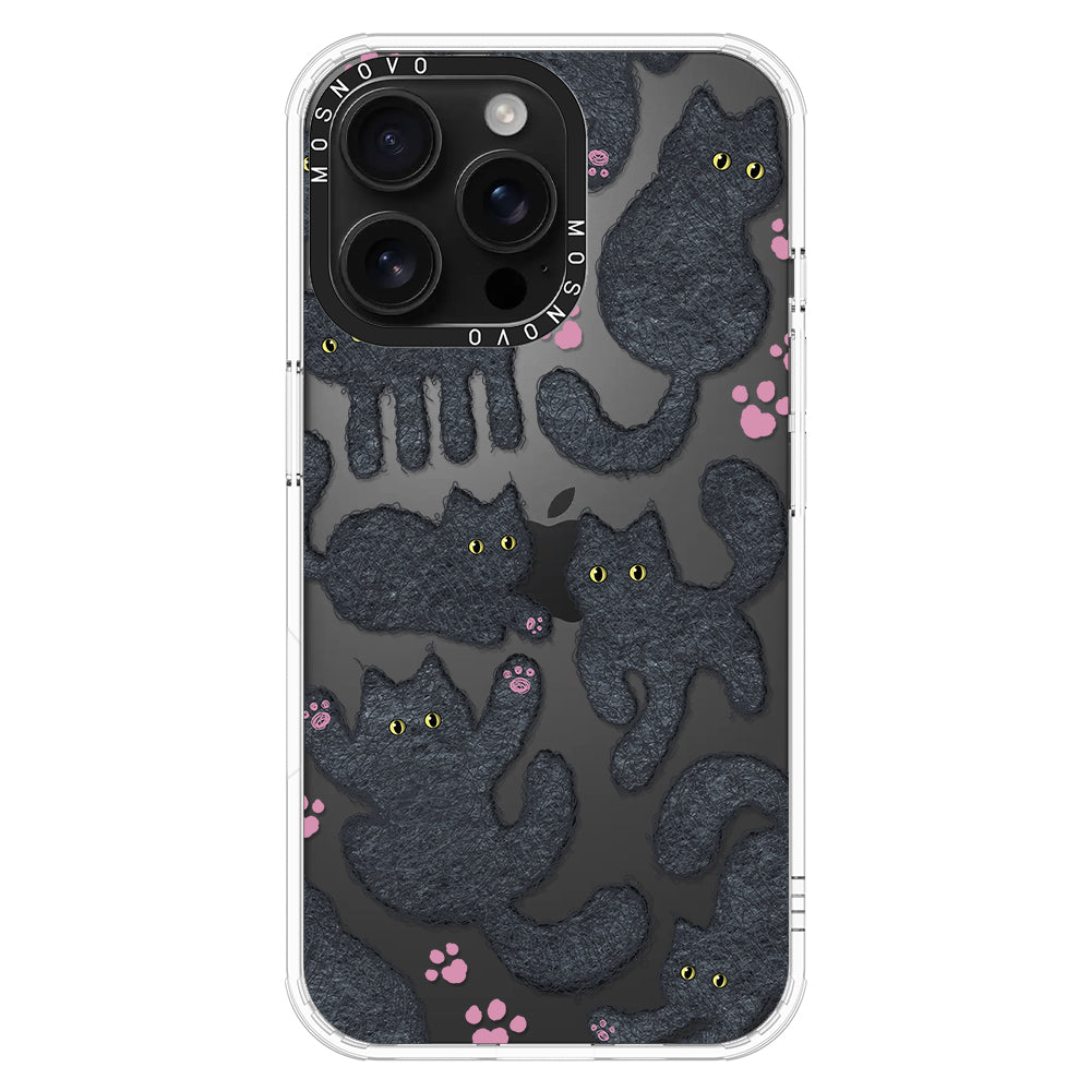 Black Furry Cat Phone Case - iPhone 16 Pro Max Case