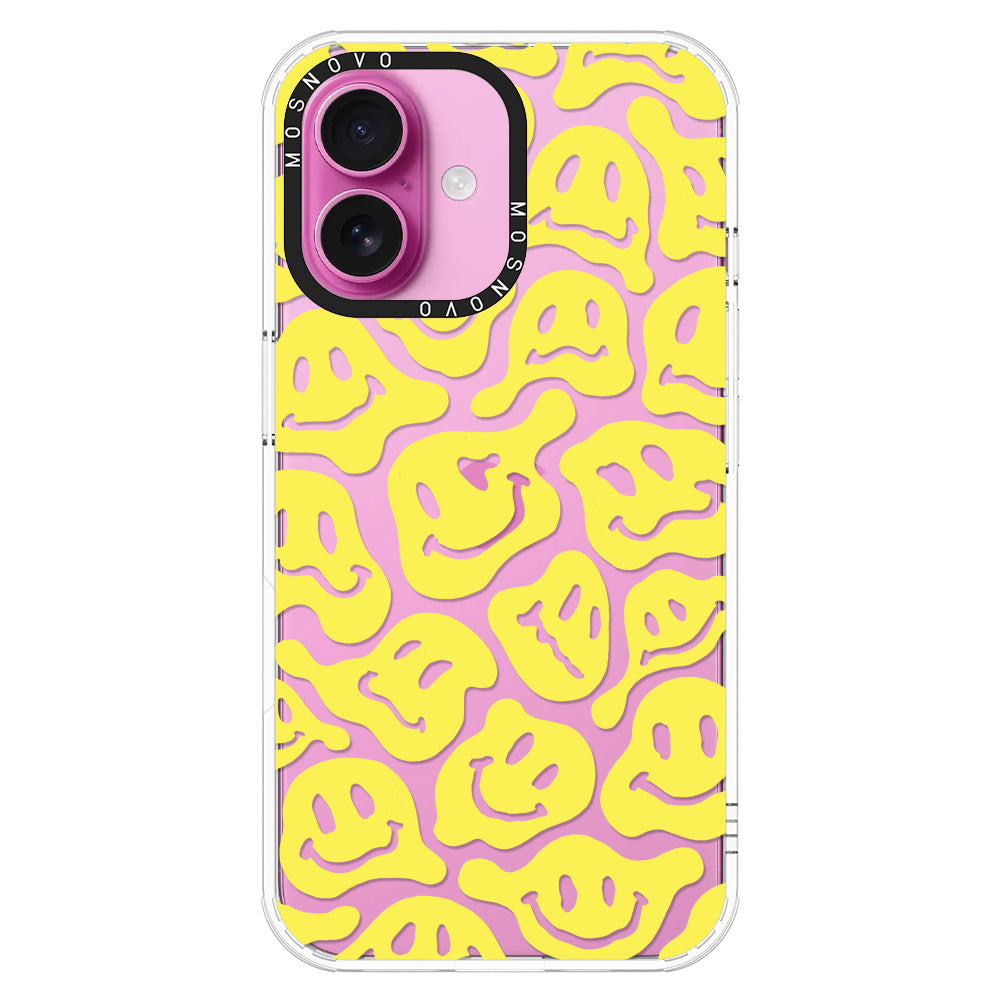 Melted Yellow Smiles Face Phone Case - iPhone 16 Plus Case - MOSNOVO