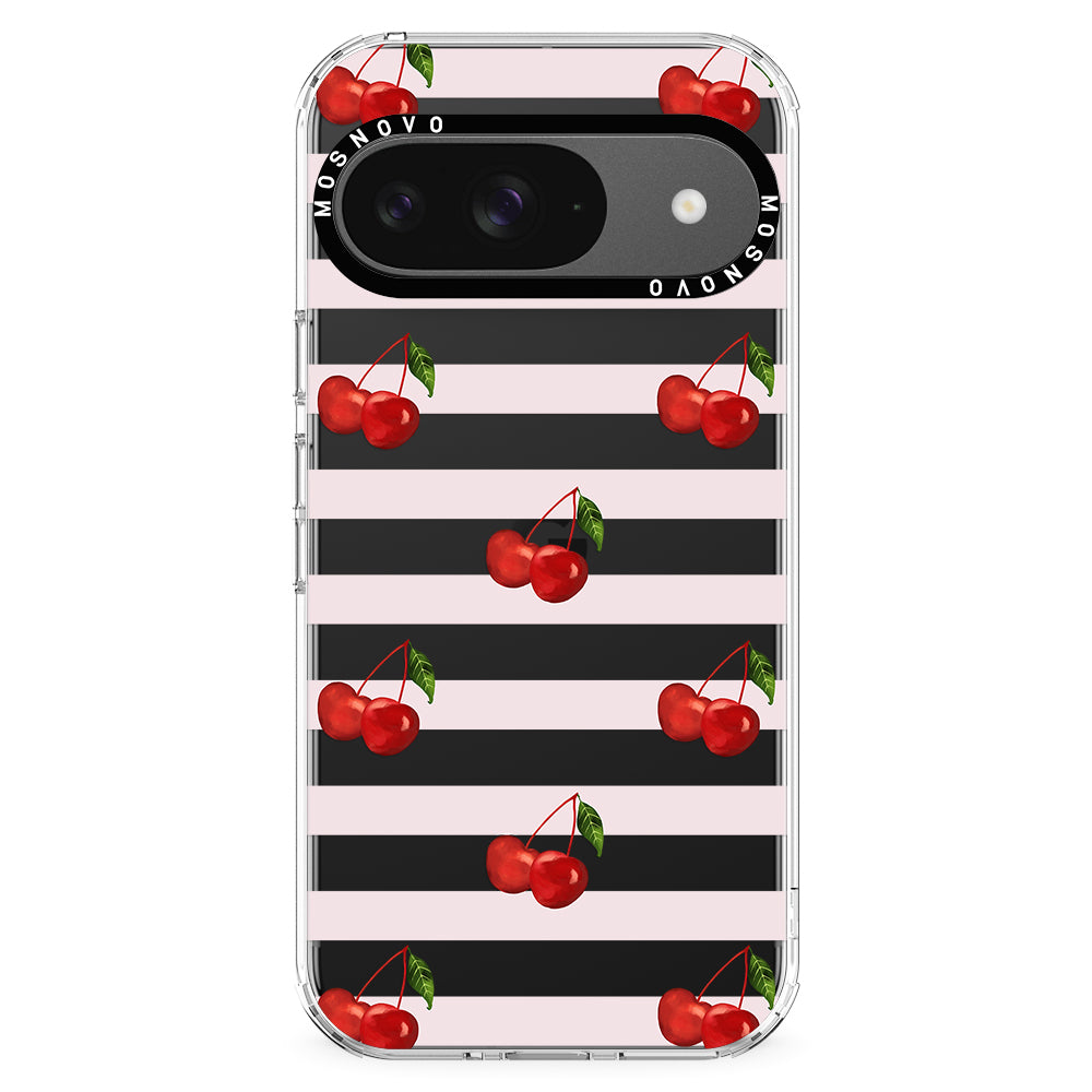 Pink Stripes Cherry Phone Case - Google Pixel 9 Case